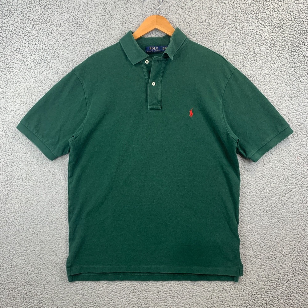 Polo Ralph Lauren Mens Green Short Sleeve Pique Polo Shirt Tall LT 0667 Red Pony